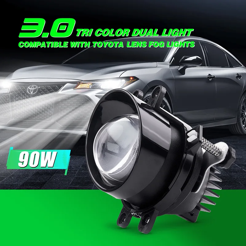 W0624X/Faci de ceață cu lentile duble în trei culori specifice Toyota de 3 inchi